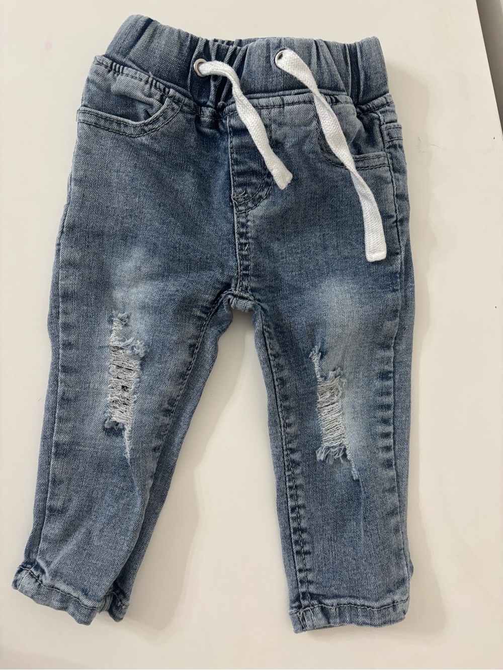 Little Bipsy Light Blue Distressed Drawstring Denim Pants